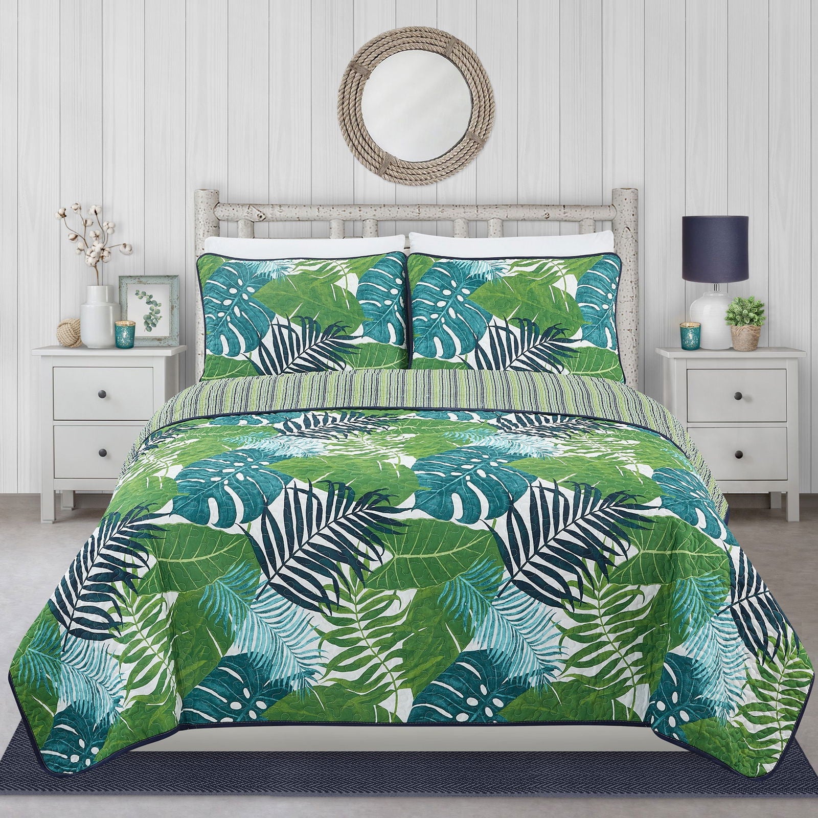 Woven Quilt 3 Piece Double/Queen Tropical - www.Shopthatapp.com