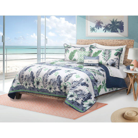 Quilt Bedding Set 5 Piece Printed Double/Queen Tropicana - www.Shopthatapp.com