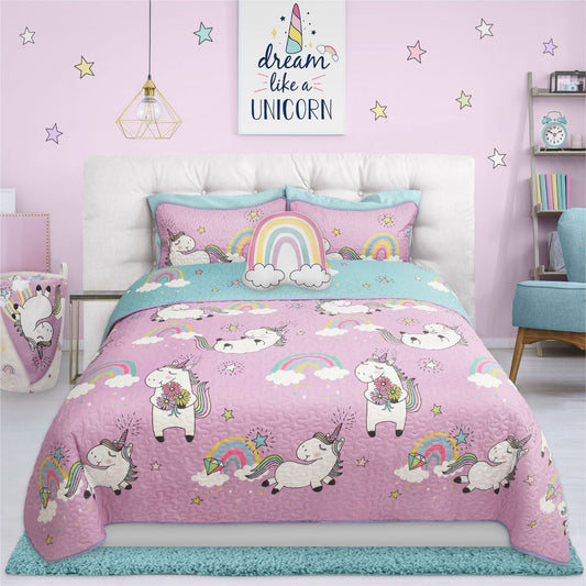 Woven Printed Quilt Bedding Set 3 Piece Double/Queen Unicorn - www.Shopthatapp.com