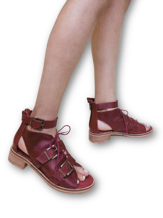 Sunchaser Wine Block Heel Sandal - www.Shopthatapp.com