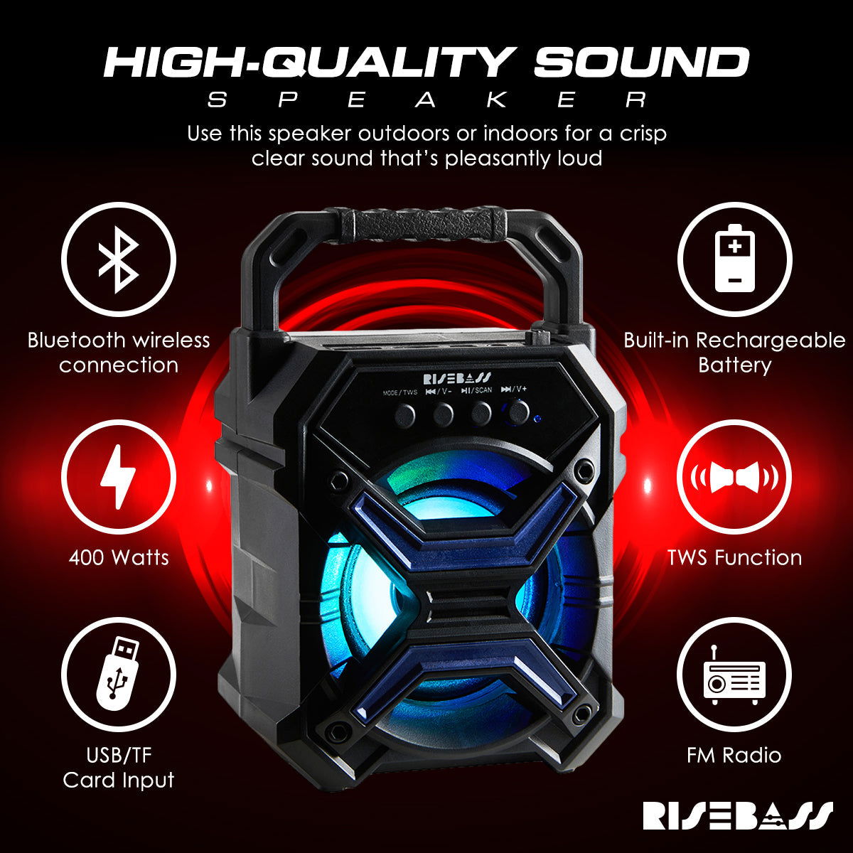 7-inch Portable Wireless Bluetooth Speaker w/ TWS Function - www.Shopthatapp.com