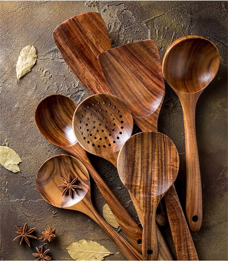 Teak Wooden Cooking Set - www.Shopthatapp.com