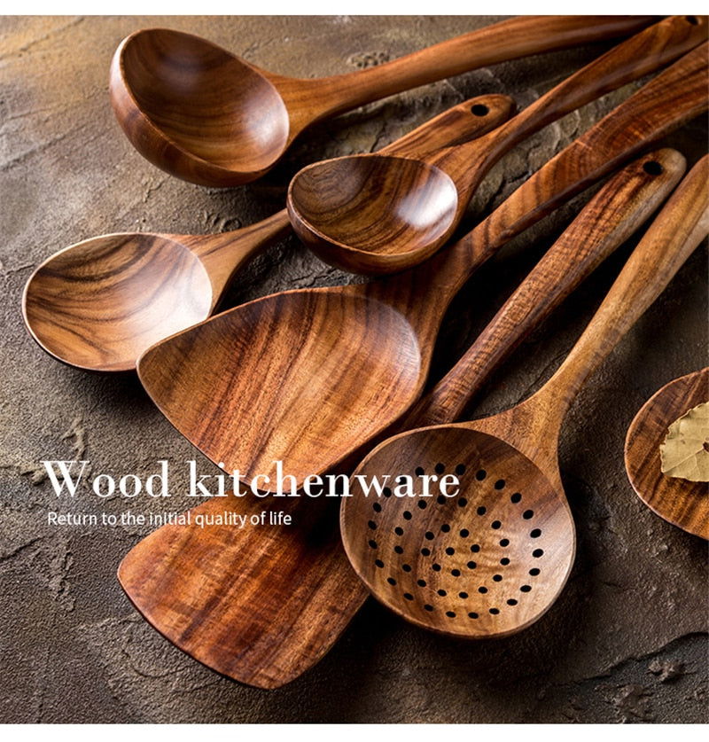 Teak Wooden Cooking Set - www.Shopthatapp.com