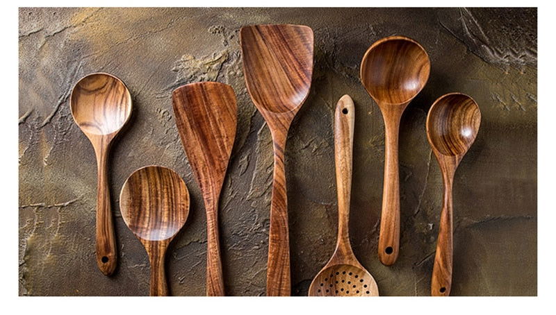 Teak Wooden Cooking Set - www.Shopthatapp.com