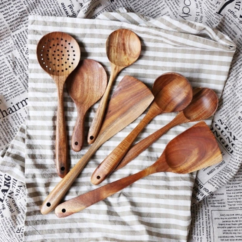 Teak Wooden Cooking Set - www.Shopthatapp.com