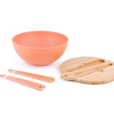 BAMBOO FIBER SALAD BOWL & PREP LID w/ UTENSILS - www.Shopthatapp.com