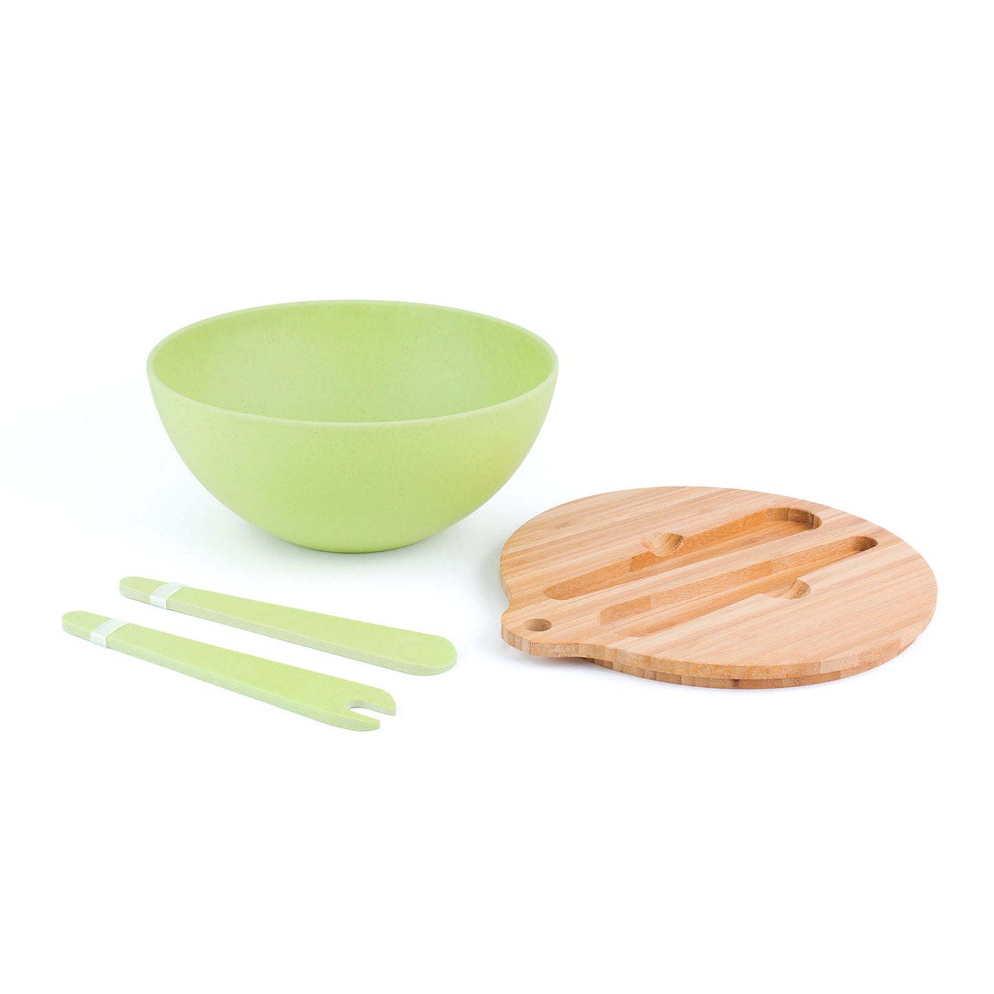 BAMBOO FIBER SALAD BOWL & PREP LID w/ UTENSILS - www.Shopthatapp.com