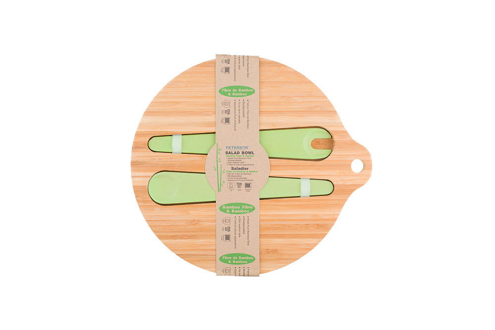 BAMBOO FIBER SALAD BOWL & PREP LID w/ UTENSILS - www.Shopthatapp.com