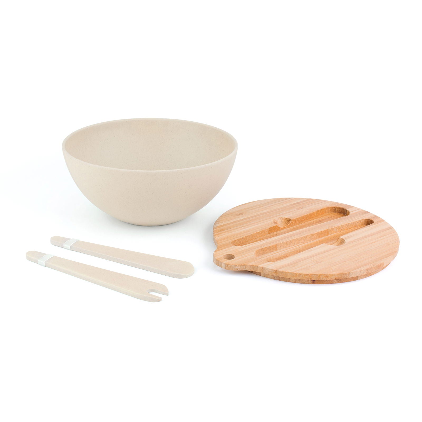 BAMBOO FIBER SALAD BOWL & PREP LID w/ UTENSILS - www.Shopthatapp.com