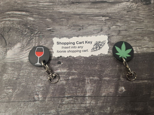 Weed & Wine Shopping Cart Keychain - www.Shopthatapp.com