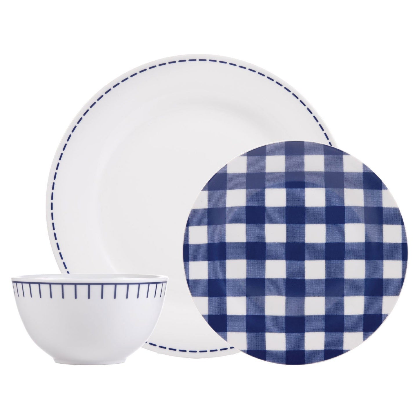 Dinnerware Set 12 Piece Rustic Cottage Navy/White, Service for 4 - www.Shopthatapp.com