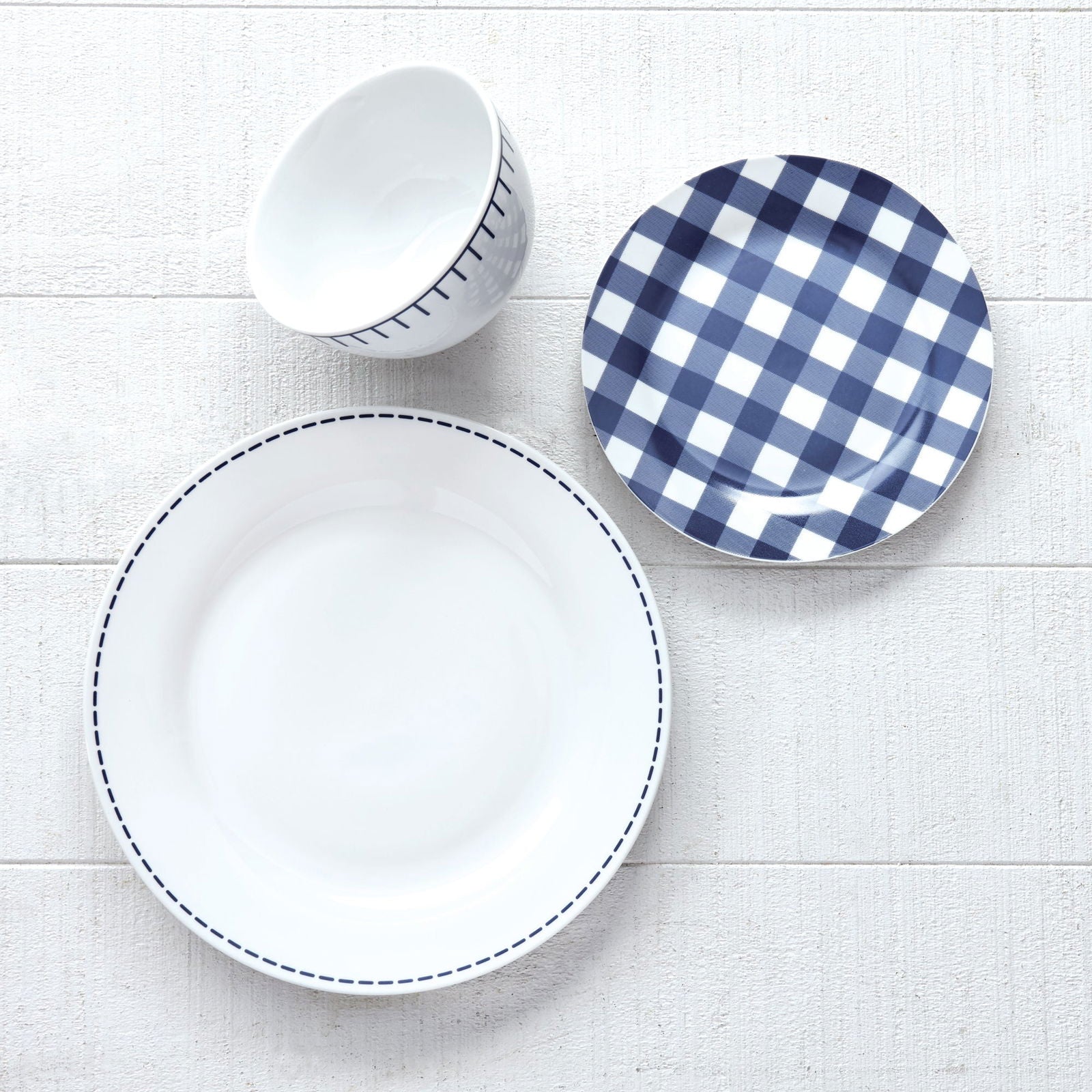 Dinnerware Set 12 Piece Rustic Cottage Navy/White, Service for 4 - www.Shopthatapp.com